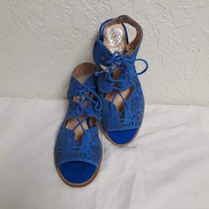 Vince Camuto Blue Suede Cut-out Lace Sandal 6.5